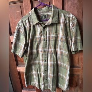 Prana Olive and Tan Plaid Men's Shirt